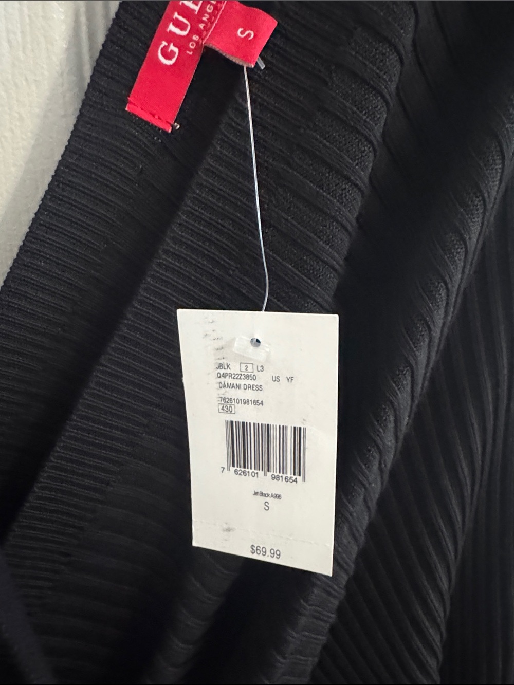 GUESS Black Ribbed Dress - S - Picture 2 of 3